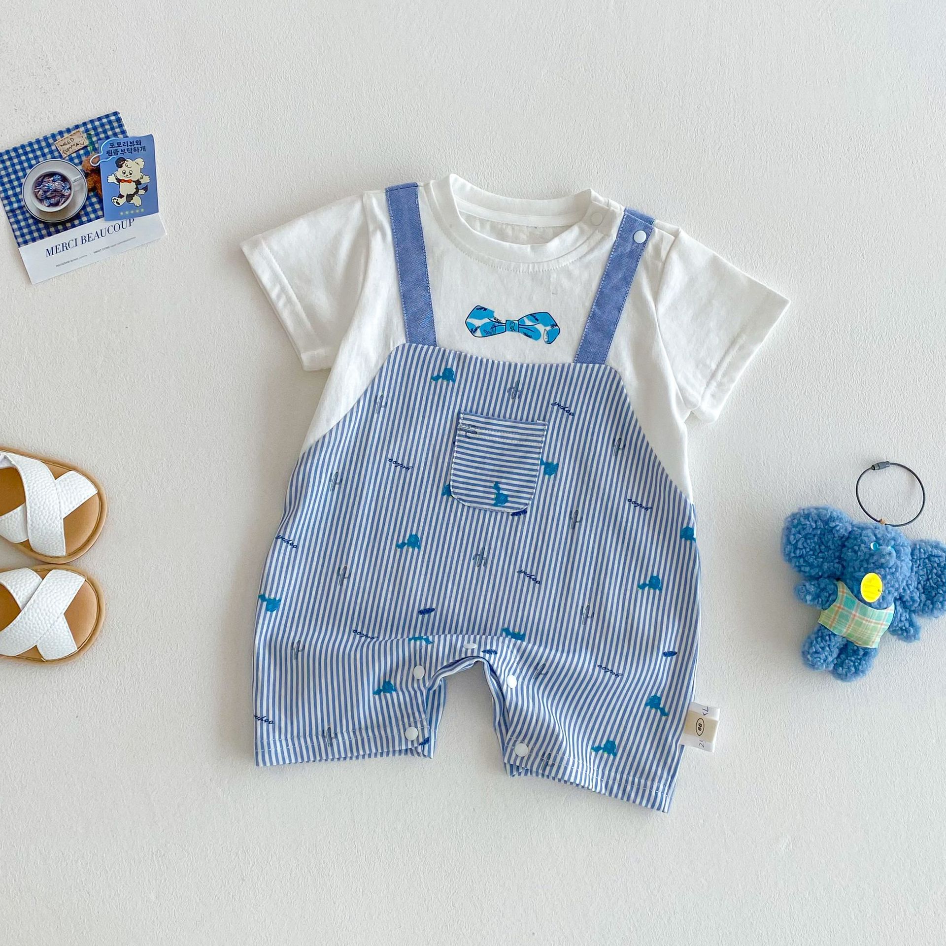 Baby Academy Style Crawling Suit 2025 New style Baby striped fake two-piece Super cute one-piece suit Z25-304XL Specification drawing