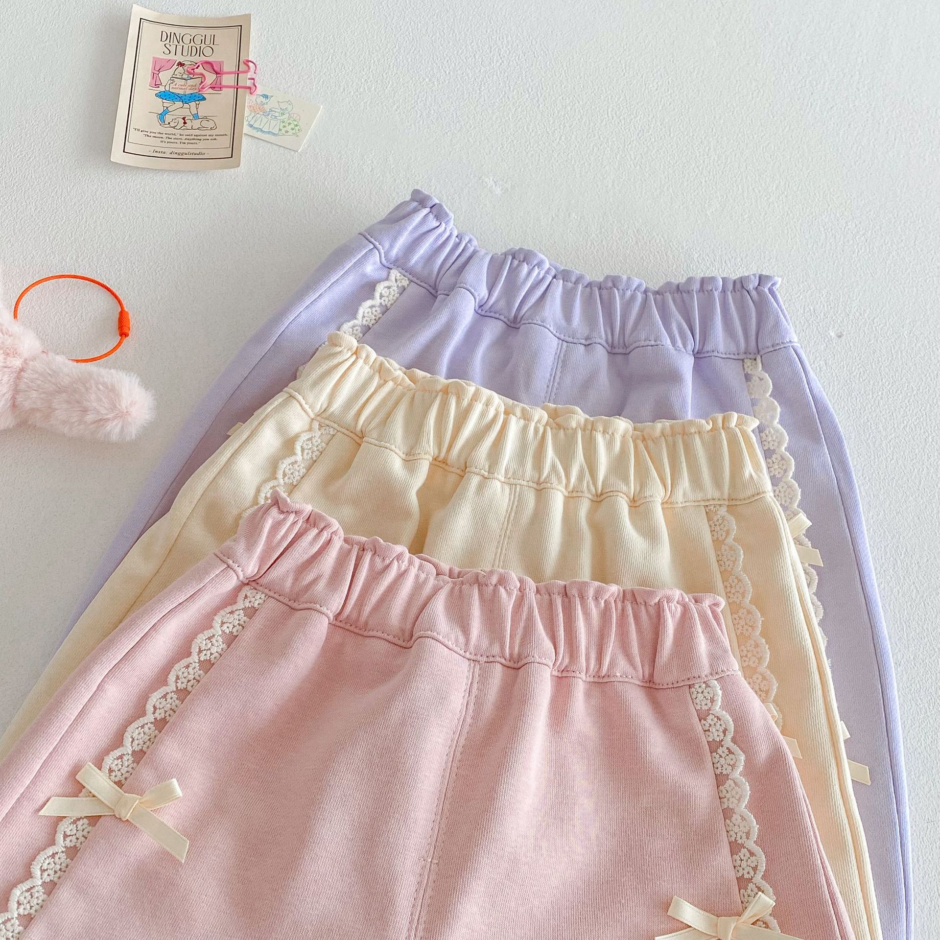 Korean style lantern pants for girls 2025 New spring Season, children's spring pants for 0-5 years old, baby bow casual pants Specification drawing