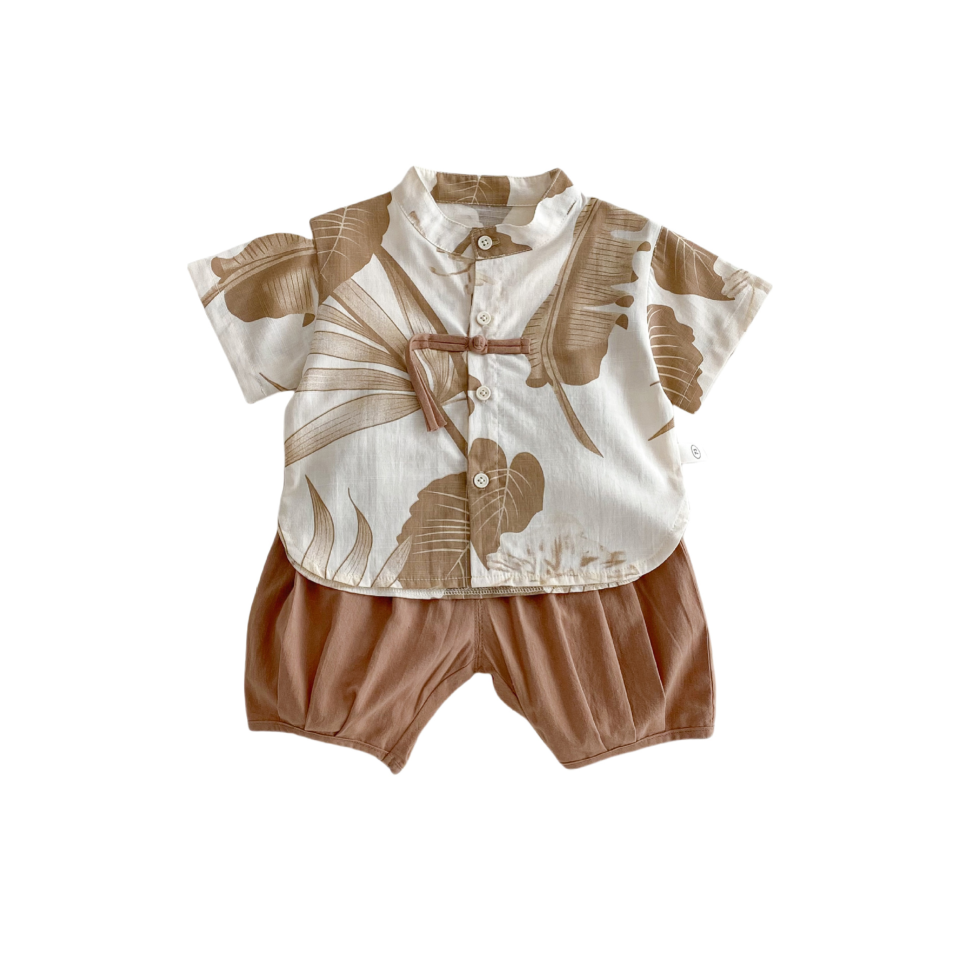 Boys' fashion summer wear 2025 New style Summer children's stylish Korean-style ink-wash painting shirt Baby solid color casual pants Item Picture