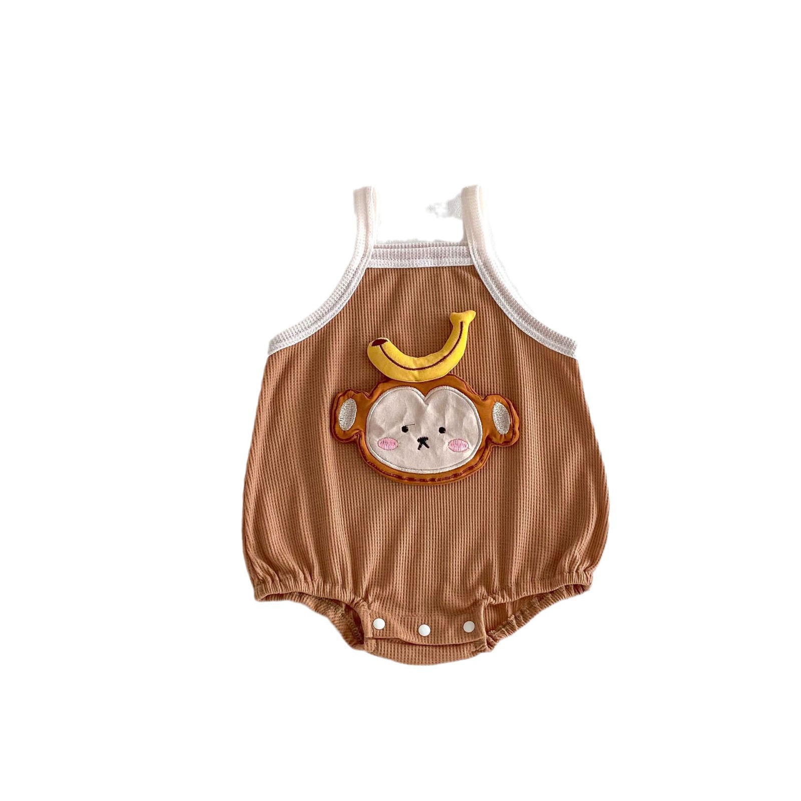 Baby super cute tummy dress 0-2 years old summer baby cartoon patch Little monkey halter top baby summer dress AL159 Item Picture