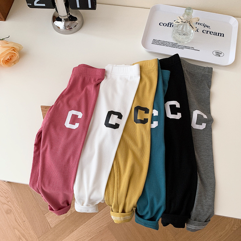 Clearance sale, no return, no exchange. 2023 Autumn Girls' Baby and Children's elastic band Slimming Small feet Children's solid color Pants CK309 details Picture