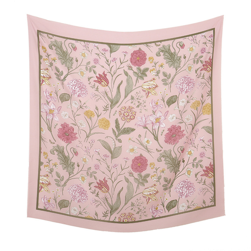 A new large-sized 110-square-meter scarf with floral prints from Malaysia is popular in foreign trade. Laser-cut flower edges are used as headscarves for women Application Scenario