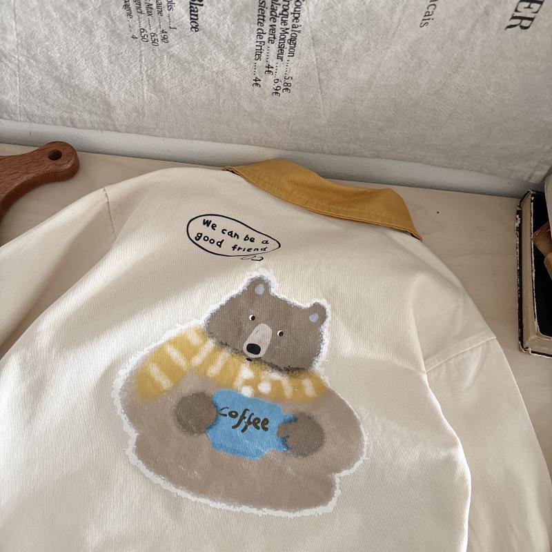 Boys' Spring and summer lapel color-blocking coat 2025 New style children's cartoon printed windbreaker Baby cute jacket top Item Picture