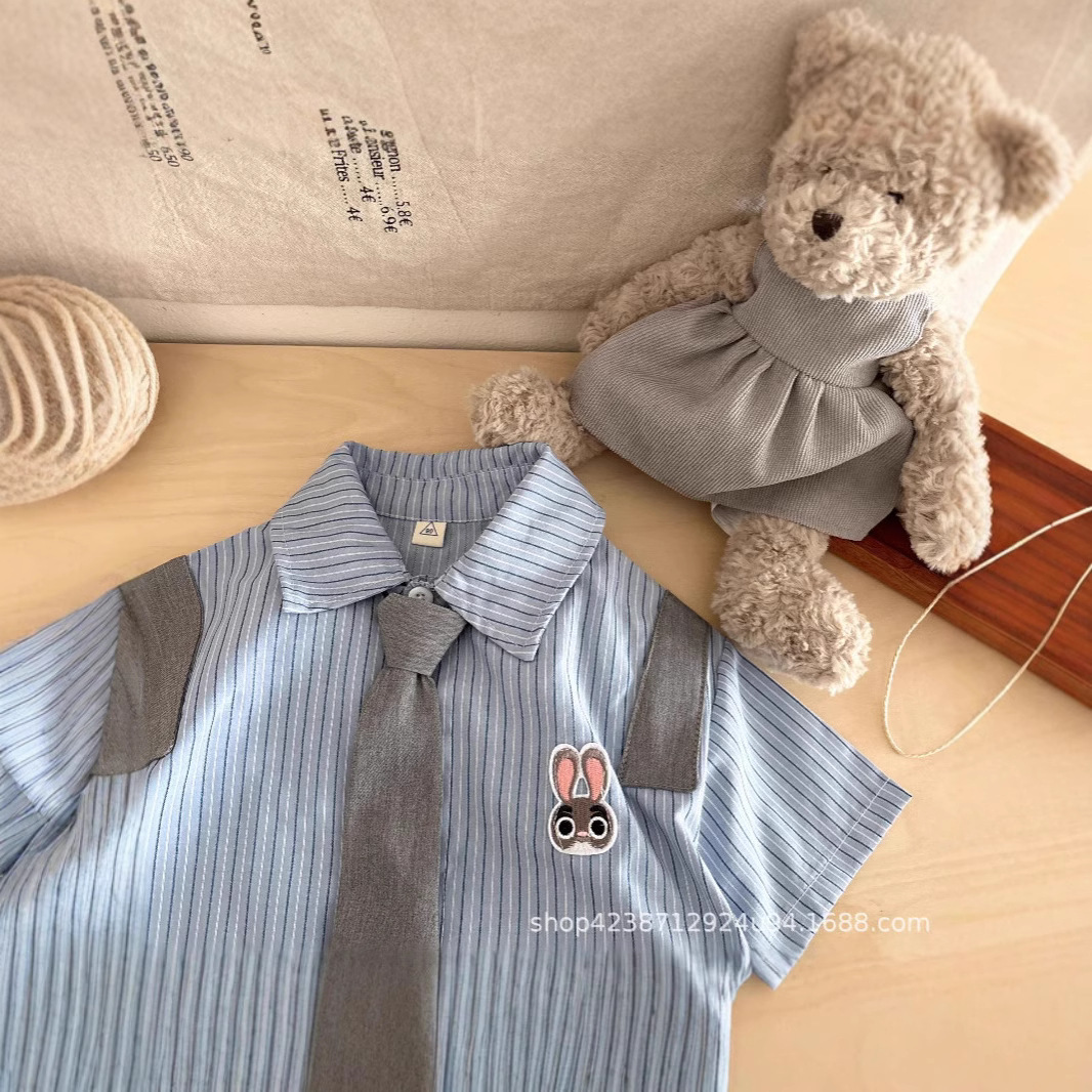 Autumn school style shirt set for boys and girls 2025 Spring and Autumn new children's and baby two-piece shirt and tie set, trendy Specification drawing