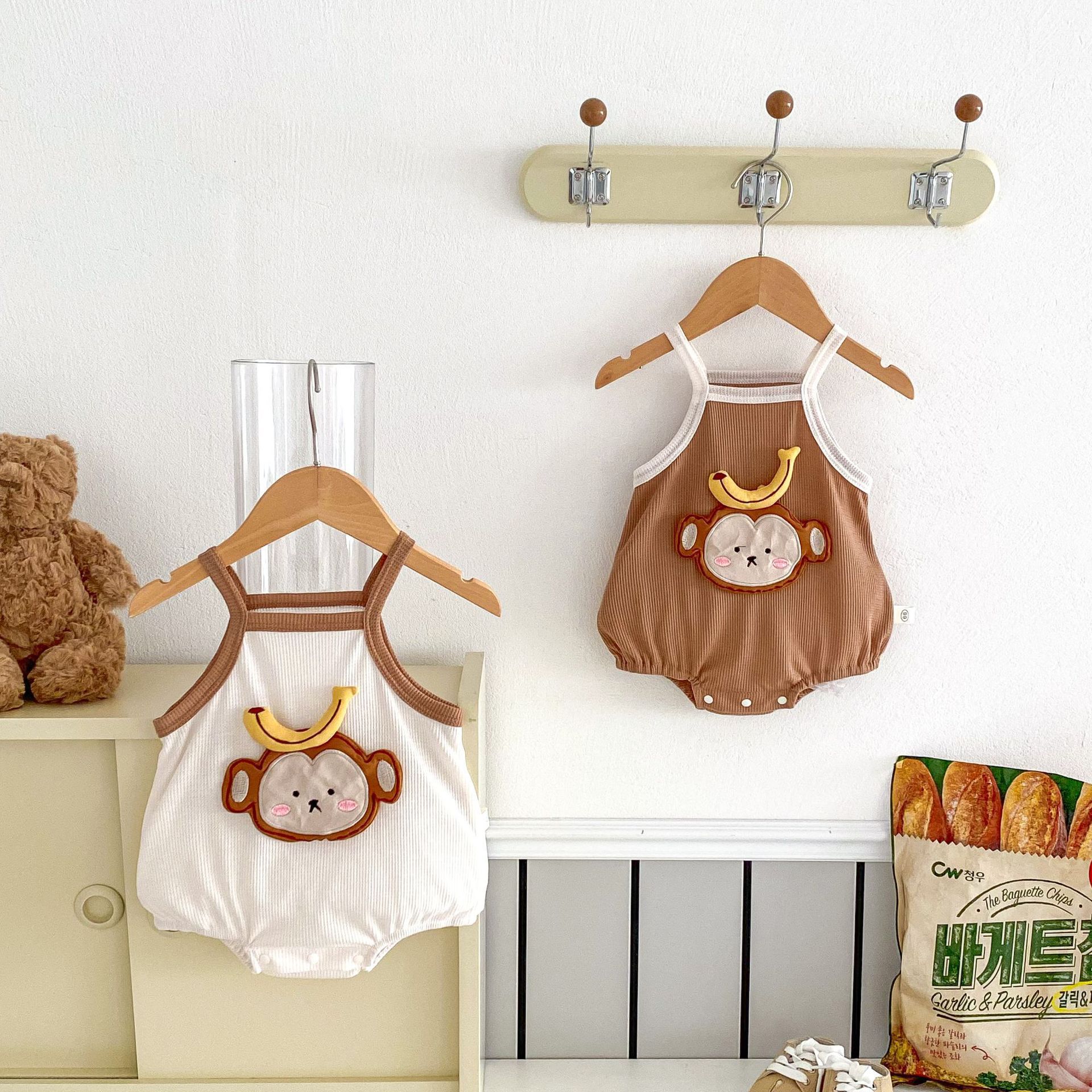 Baby super cute tummy dress 0-2 years old summer baby cartoon patch Little monkey halter top baby summer dress AL159 full figure