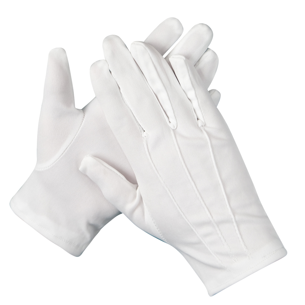 免费样品男女通用纯白色棉涤纶工作手套礼仪珠宝司机检阅手套