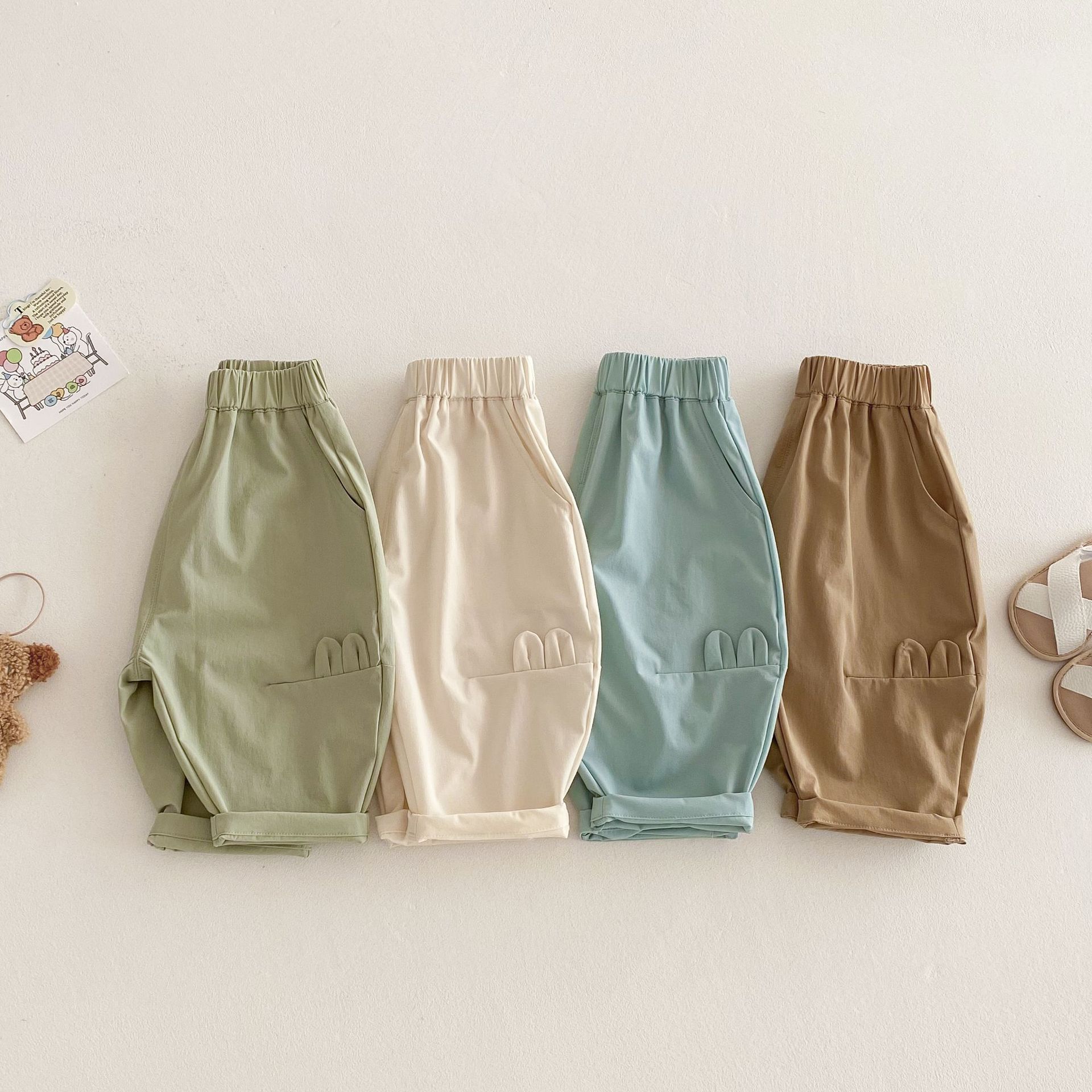 Children's solid color casual pants 2025 new style 0-5 years old summer boys' simple Korean-style casual pants Trendy baby pants full figure
