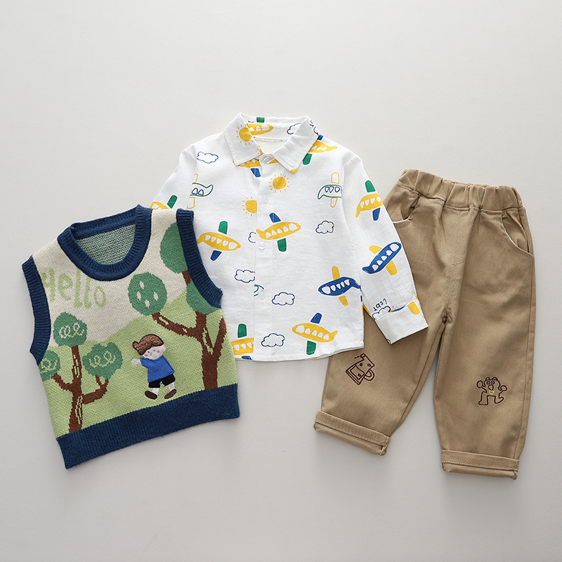 Baby clothes for spring and autumn outings, sweaters, cute and super adorable little boy sets, two-piece one-year-old boy autumn outfits Application Scenario