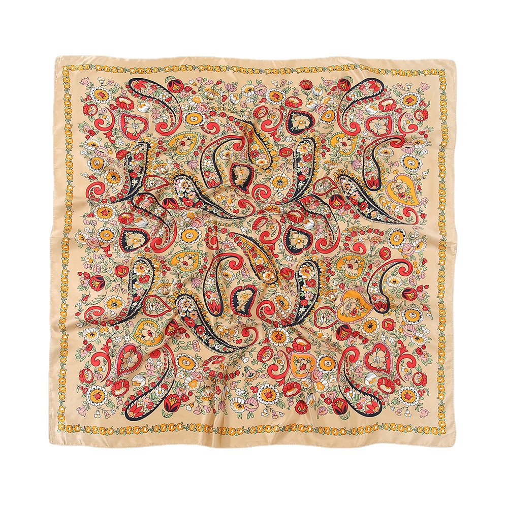 Amazon's new colorful cashew nut decorated headscarf and silk scarf is a versatile and multi-purpose silk-like scarf FJ209 Item Picture