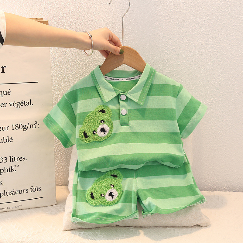 Boys' summer clothing, children's clothing, baby short-sleeved fashionable set, stylish and sporty two-piece set, new trendy for children aged 1 to 4 Specification drawing