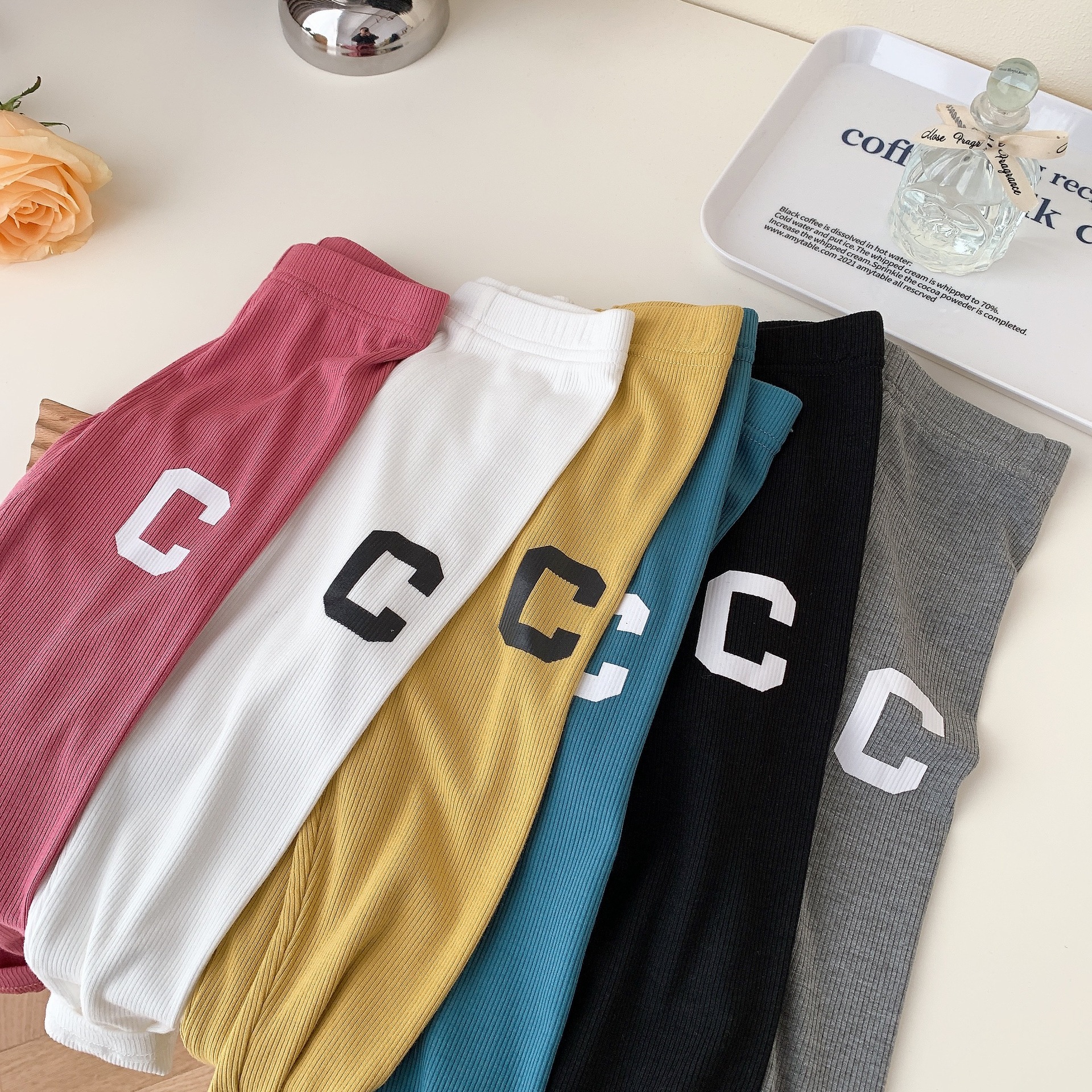 Clearance sale, no return, no exchange. 2023 Autumn Girls' Baby and Children's elastic band Slimming Small feet Children's solid color Pants CK309 Specification drawing