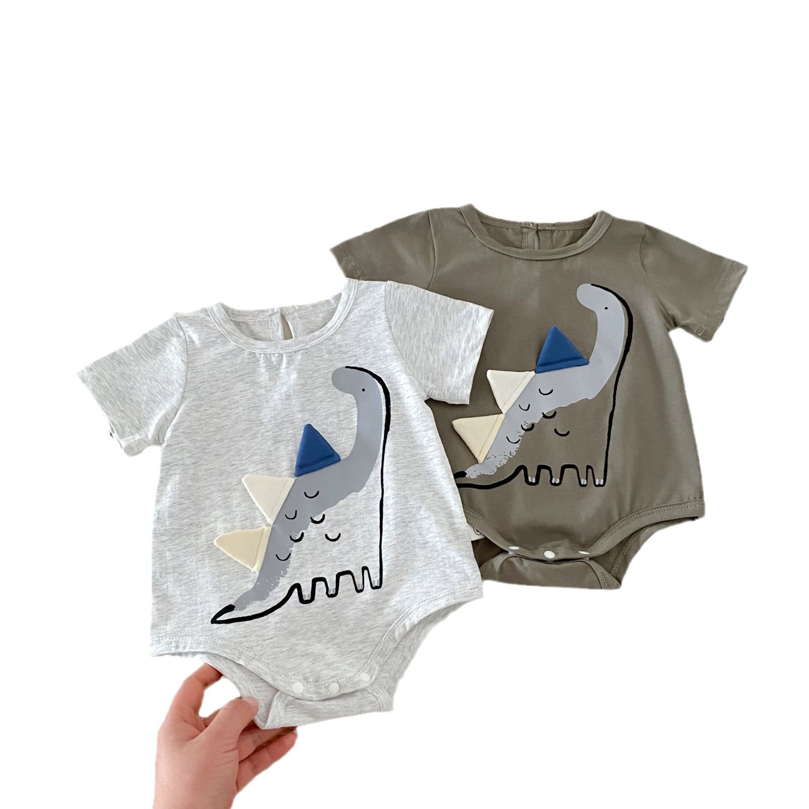 Cute baby coverings for 0-2 years old summer in Zhili, Huzhou, featuring cartoon dinosaur one-piece suits for boys and girls AL522 Item Picture