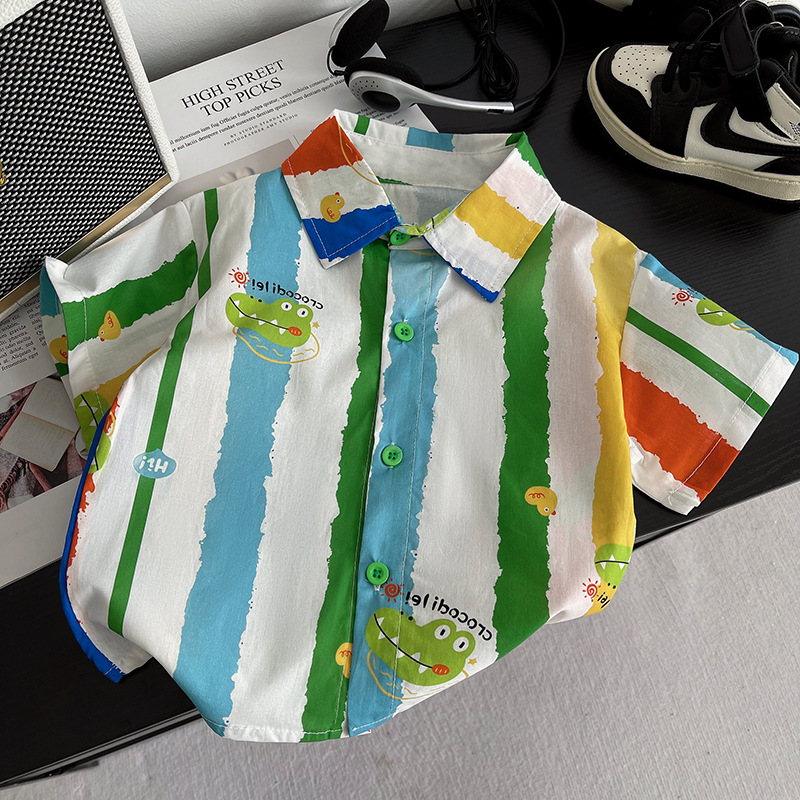 Boys' Set 2025 New Summer Children's Cartoon Shirt and Shorts Two-piece set, Baby pure cotton set, children's set Application Scenario