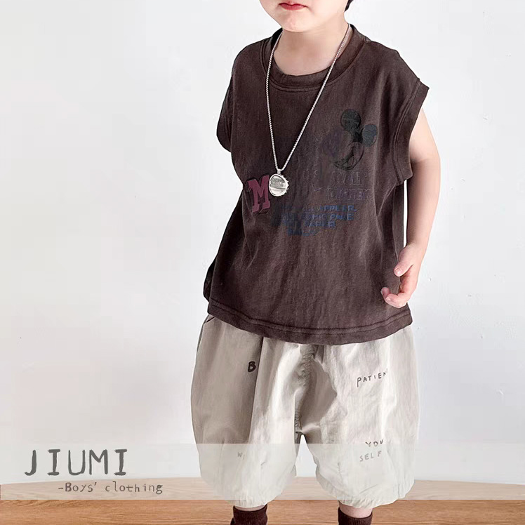 Summer Boys' cool Vest 2025 New Style Children's fashionable and niche cartoon print cool and versatile set Application Scenario