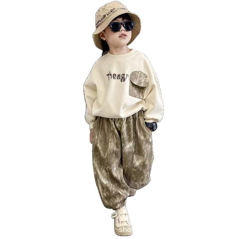 Children's Spring Wear Boys' Set 2025 New Style Stylish tie-dyed Sweatshirt Children's Spring Set Boys' Two-piece set Item Picture