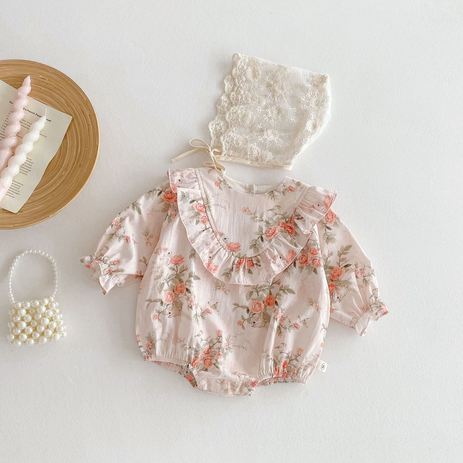 Baby floral print undergarment 2025 New spring Huzhou Zhili Baby stylish one-piece clothing Trend for newborns full figure