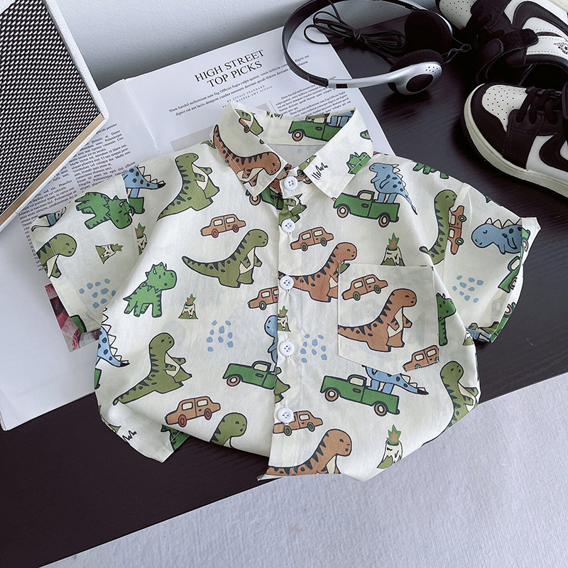 Boys' Summer Set 2025 New Children's short-sleeved summer style cool and stylish summer shirt set for boys Specification drawing