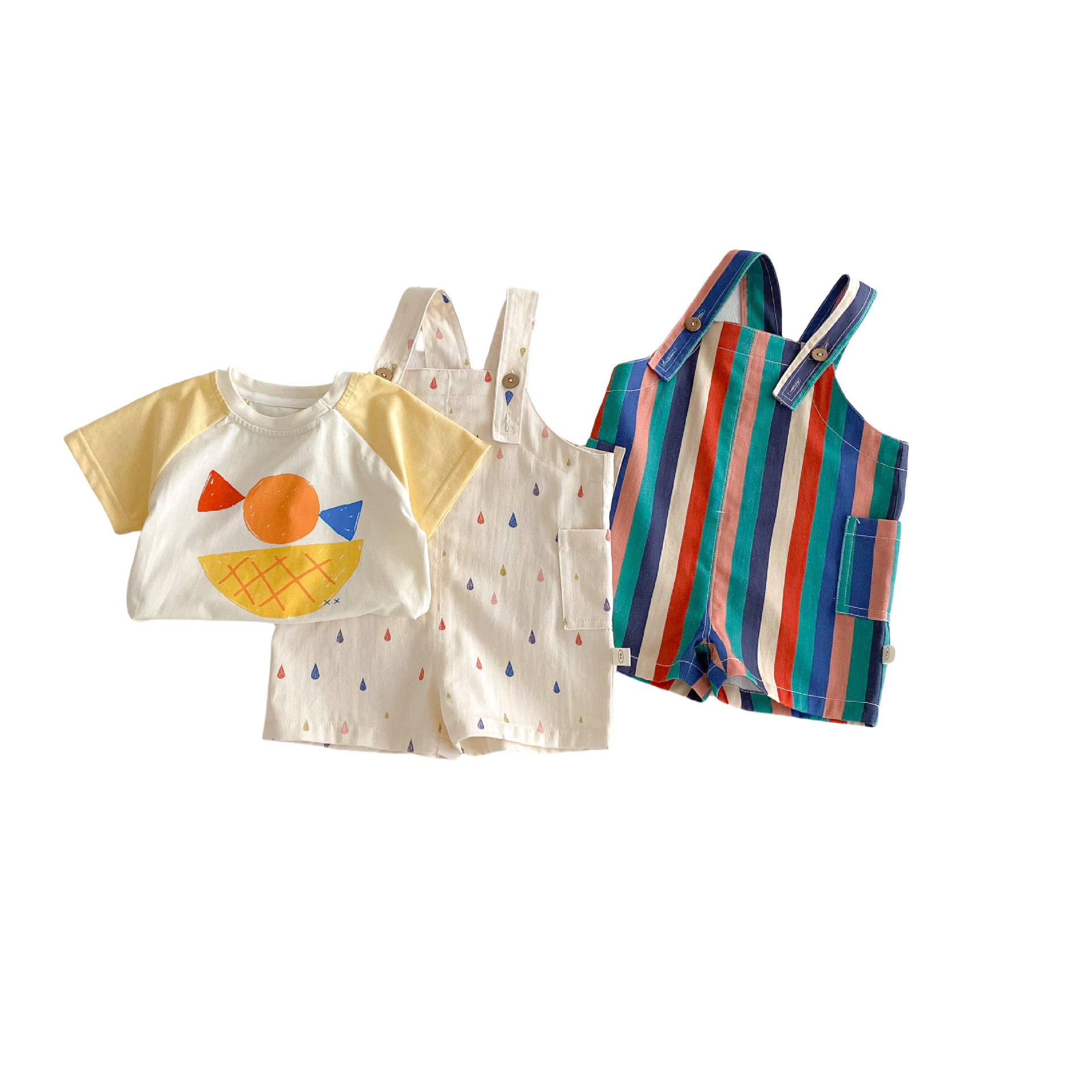 Baby striped overalls 2025 new style Summer girls' fashionable casual pants Baby raindrop pants Trendy children's summer wear Item Picture