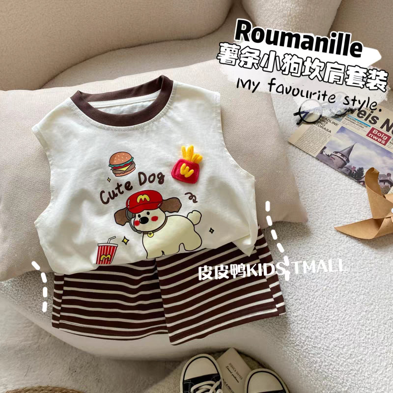 Cartoon men summer pullover, cartoon-style regular set, printed children's clothing, stylish and casual baby, Korean version ol Application Scenario