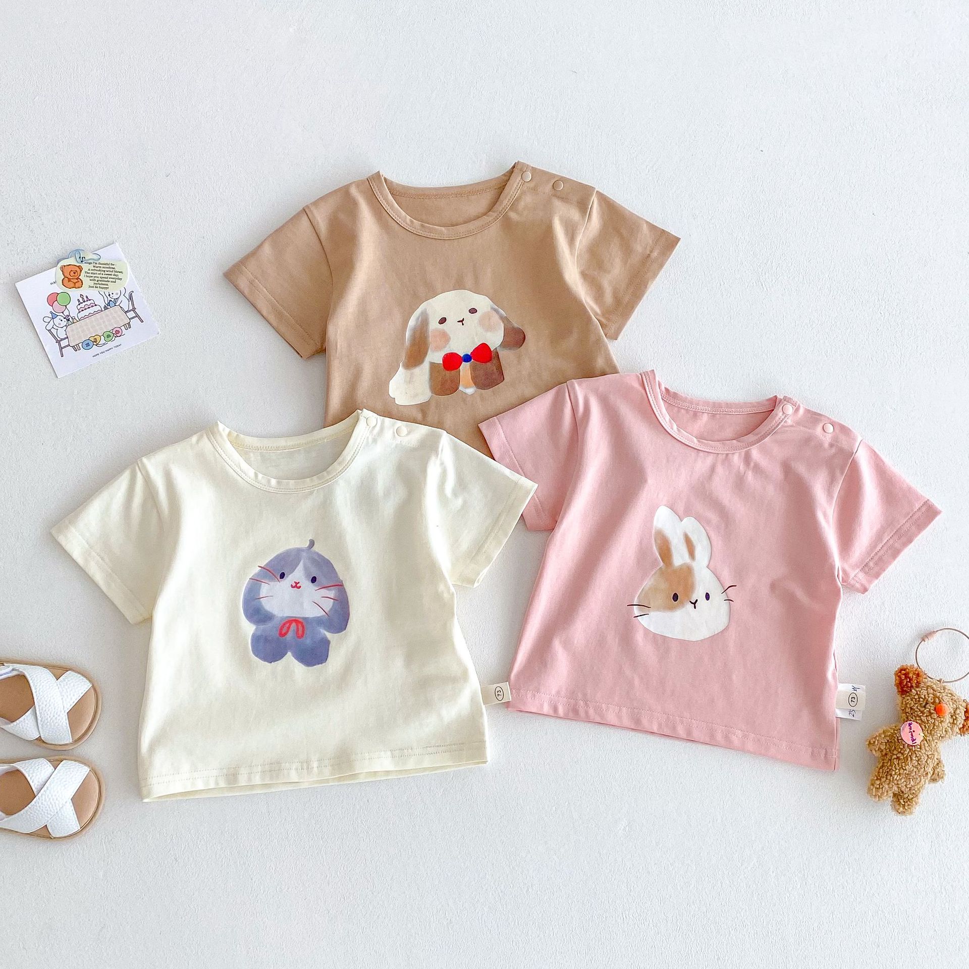 Children's cartoon T-shirt 2025 New Summer Girls' Korean-style digital printed base layer and trendy boys' summer top full figure