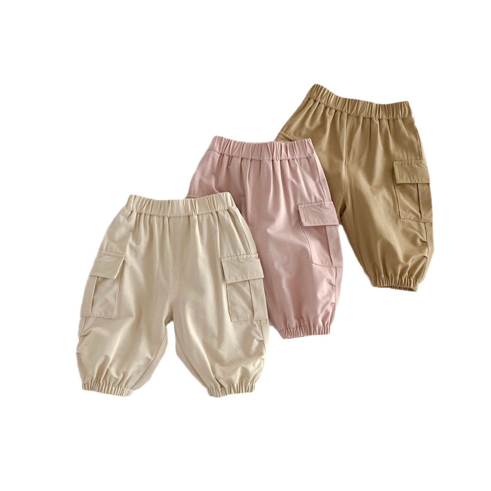 Solid-color workwear pants for children, 0-5 years old, 2025 new spring trendy boys' fashionable casual pants, baby spring pants Item Picture