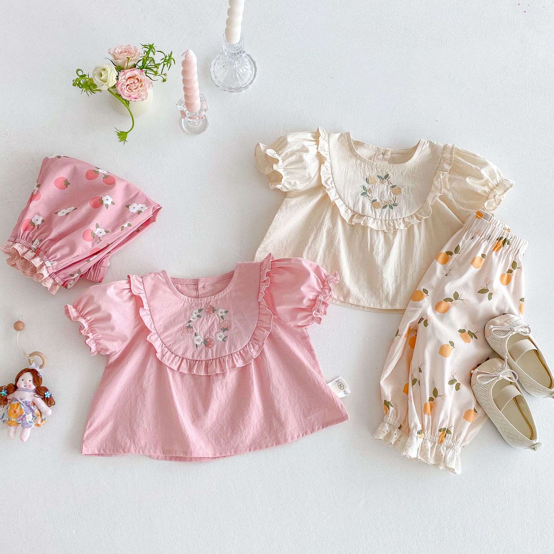 A new style of Korean embroidered T-shirt for girls in 2025, a stylish summer dress for children Specification drawing