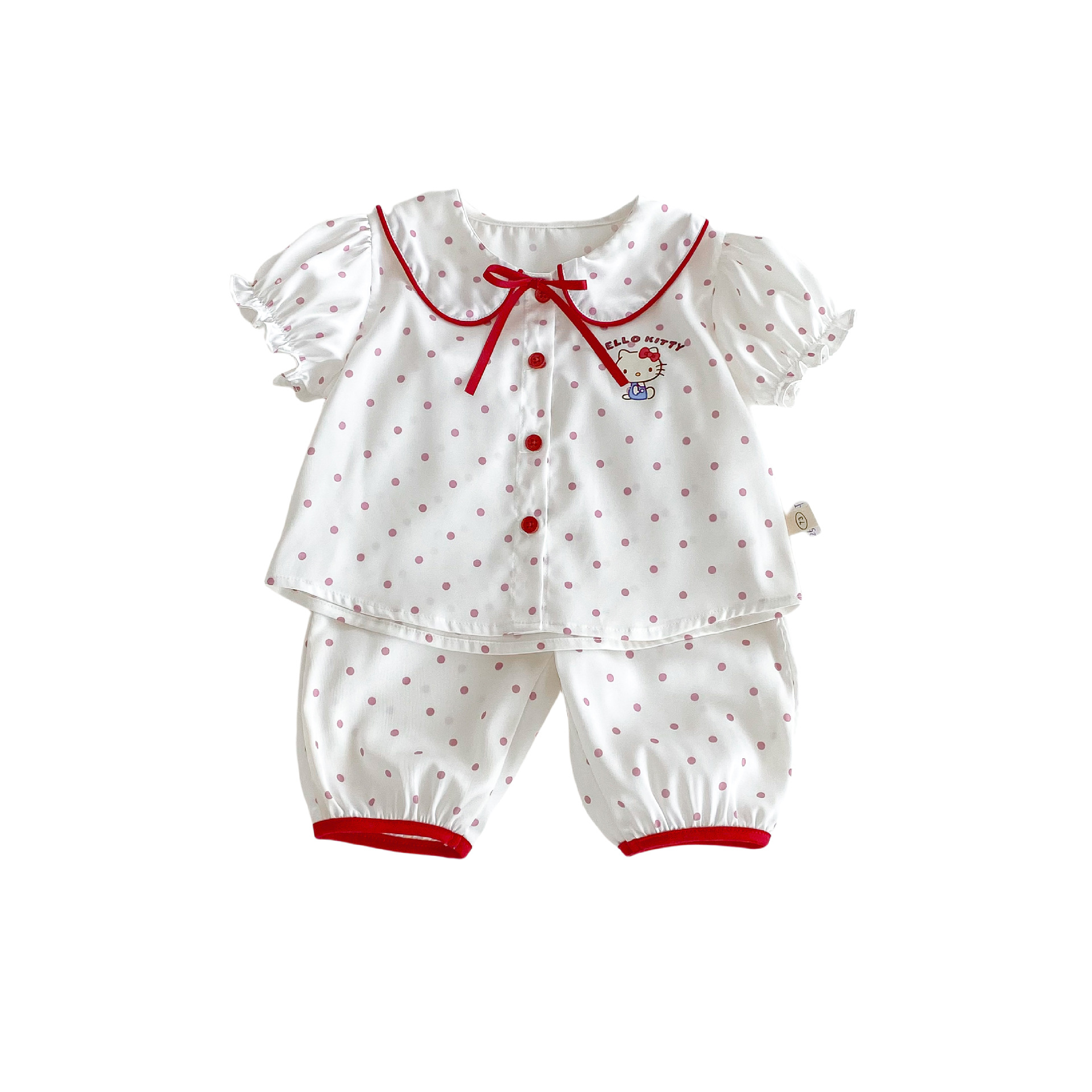 Girls' polka dot Set 2025 New Summer Baby stylish Cartoon home wear, children's sweet pajamas and pajama pants trend Item Picture