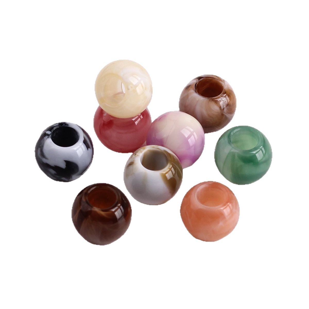 The large-hole round beads imitate the effect of jade Specification image