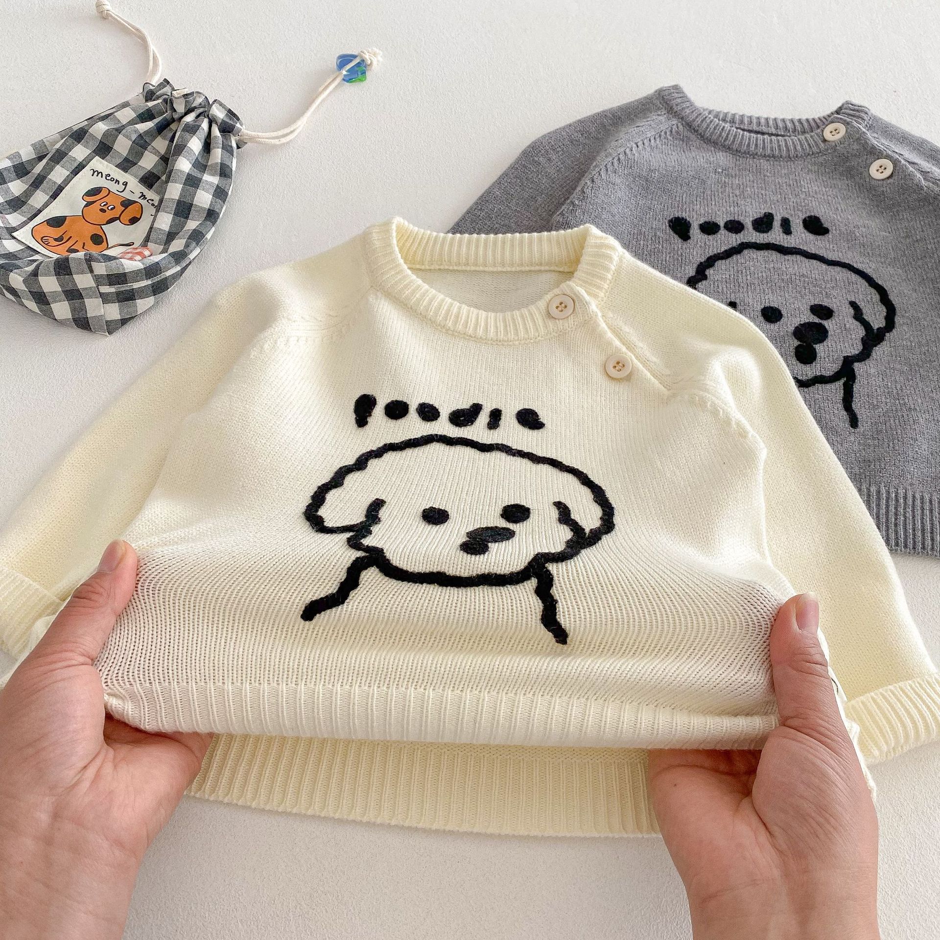 Children's fashion sweater 2025 Spring Boys' Korean-style towel embroidered letter knitted sweater Baby cartoon spring clothes top Specification drawing