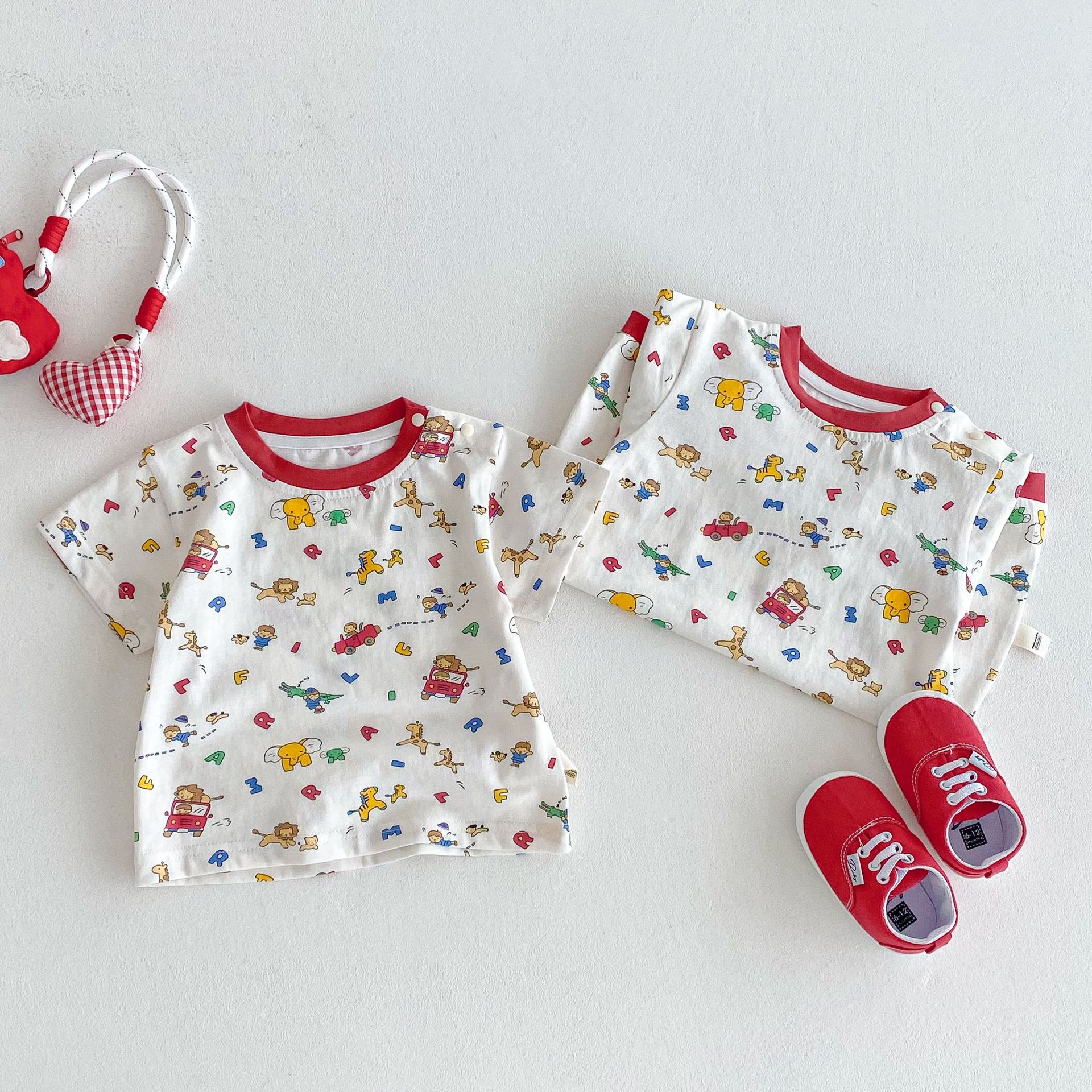 Children's full-print cartoon T-shirt 2025 new style Summer Boys' cute printed summer dress Thin baby stylish one-piece details Picture