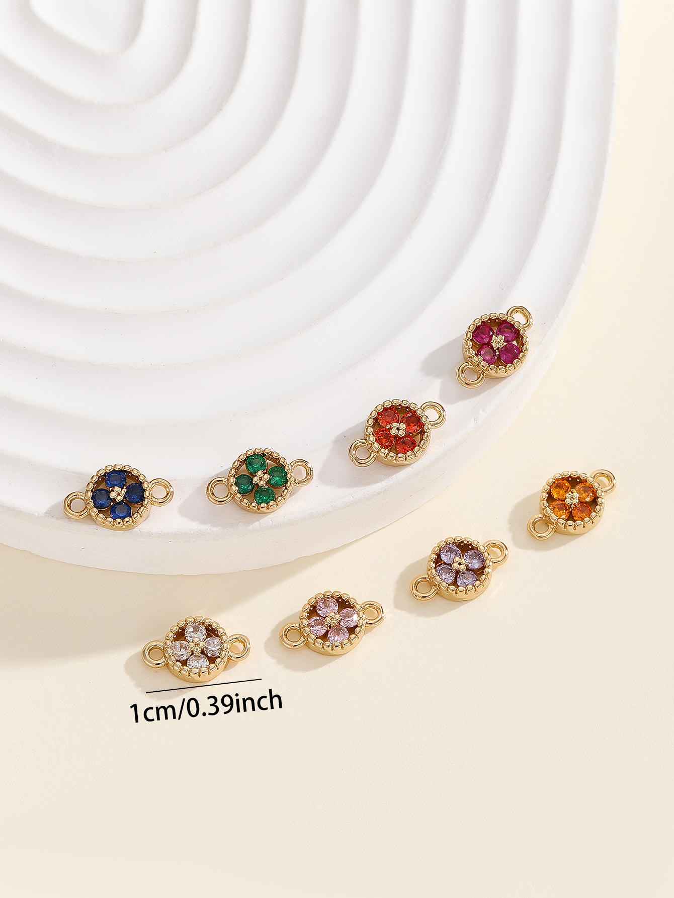 1 DIY jewelry accessory, color-preserving copper-plated real gold pendant, four-leaf clover zircon double pendant connecting piece bracelet, earrings, tassel pendant