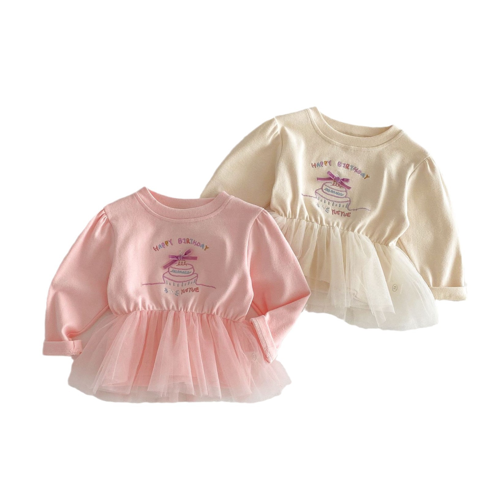 Stylish base shirt for girls 2025 new spring, embroidered long-sleeved princess T-shirt for babies aged 0-5, trendy children's spring clothing Item Picture