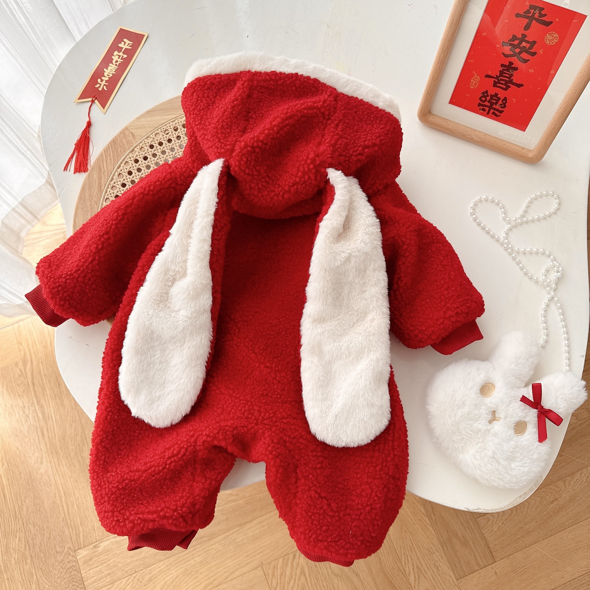 Baby super cute one-piece suit 0-2 years old winter first birthday dress Baby cotton crawling suit Baby New Year greeting dress Trend AL743 Application Scenario