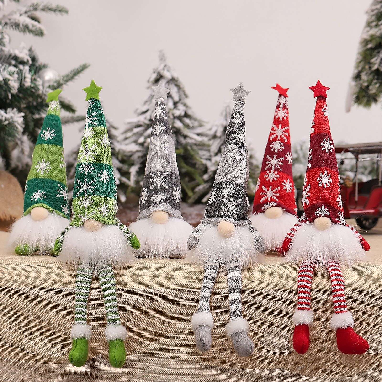 跨境新品圣诞节场景装扮道具发光带灯坐姿针织森林人公仔摆件批发详情图9