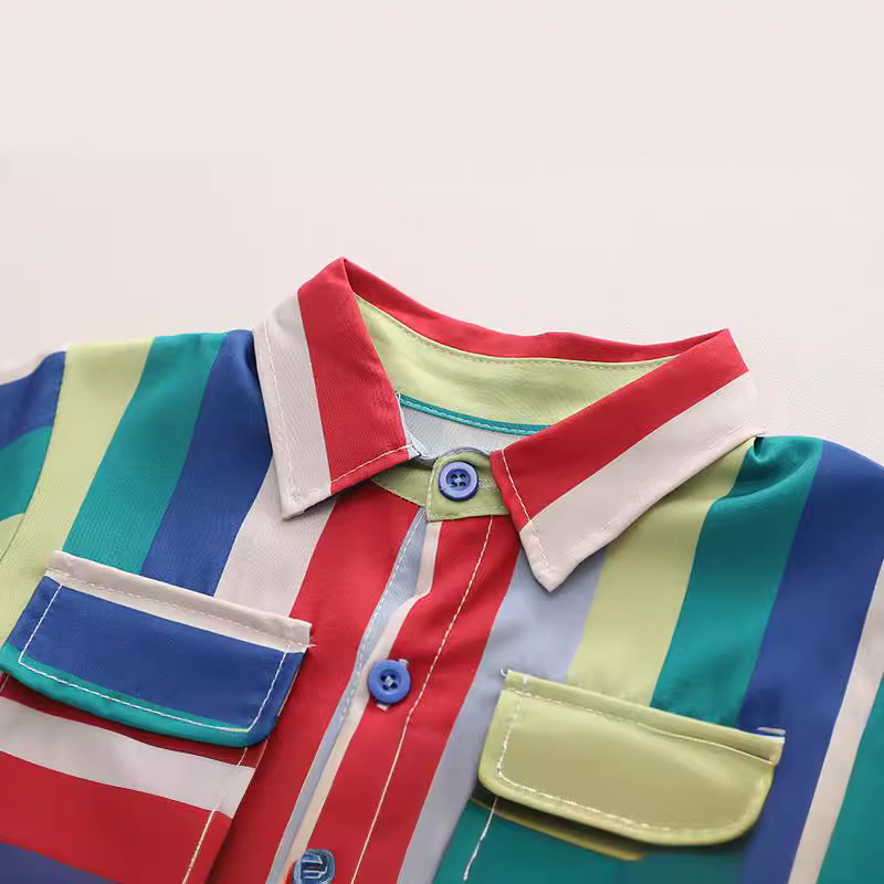 Boys' summer thin striped shirt jacket 2023 New children's long-sleeved top boys' summer cool shirt Specification drawing