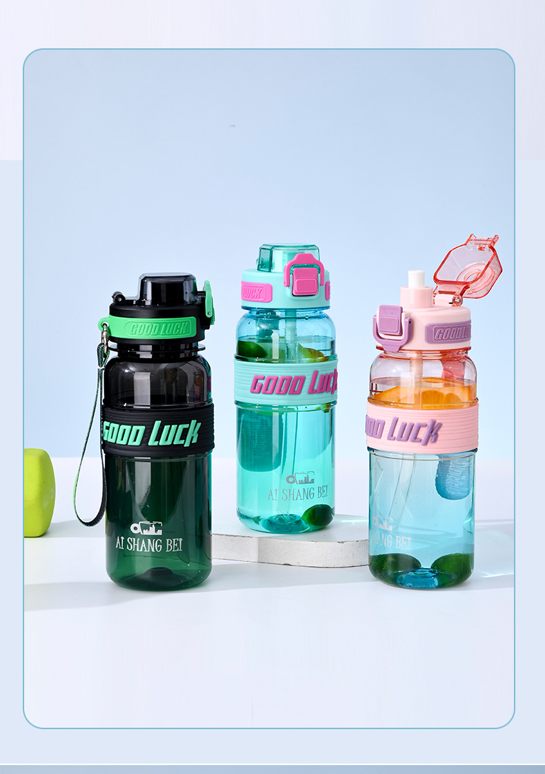 B70-9198 New Summer colorful dual-color cup, large-capacity drinking cup, dual-drinking student water cup detail image 6