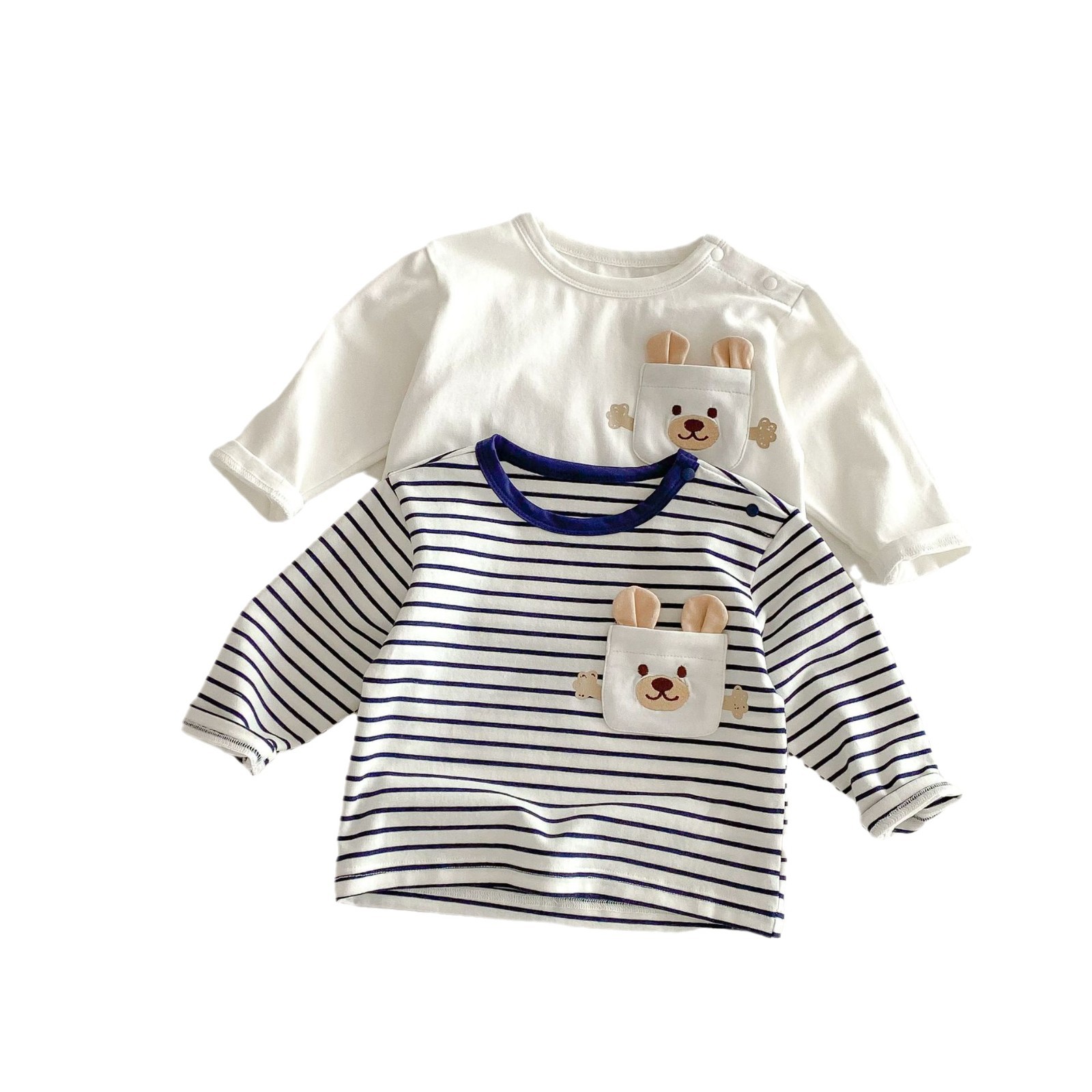 Children's cartoon base shirt 2025 new spring Boys' 3D cartoon T-shirt, trendy baby Korean striped top Item Picture