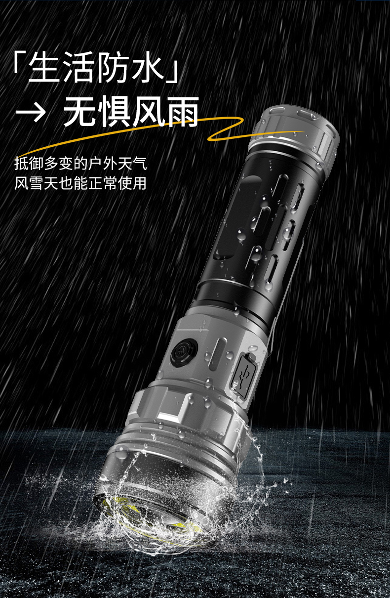 X118 Aluminum flashlight, USB charging, aluminum alloy flashlight, high-brightness long-range white laser flashlight, COB strong light flashlight - hold it together for home and outdoor use pic 11