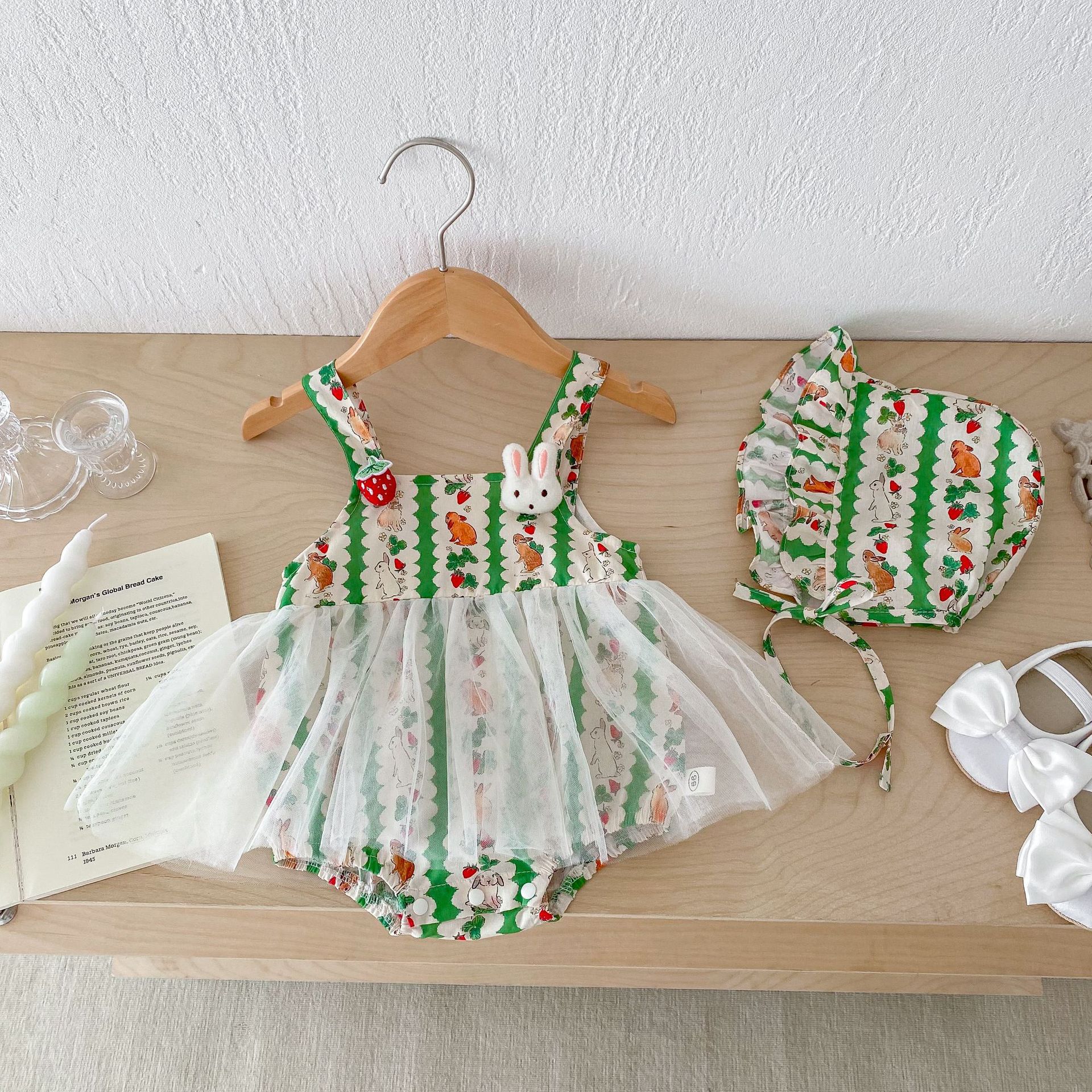 Baby bunny bunny skirt with hat, 0-2 years old summer girl super cute Hayi first birthday dress thin AL645 details Picture