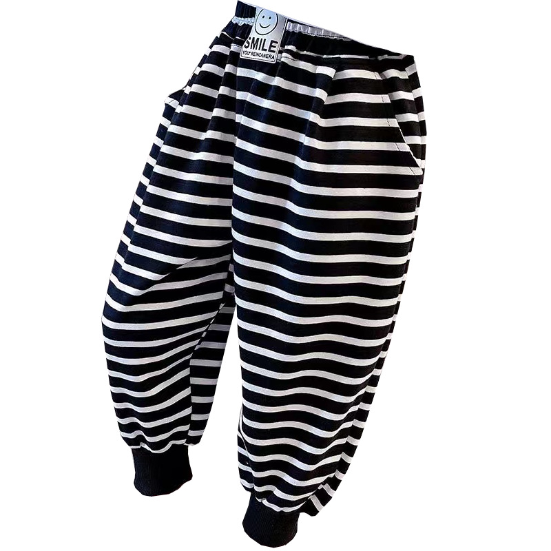 Boys' pants, baby striped sweatpants, worn outside 2023 new style children's cool Harem pants, casual sports long pants, trendy Item Picture