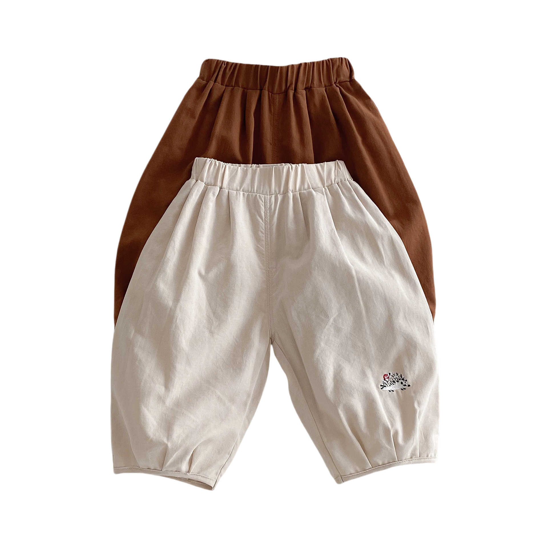Children's embroidered casual pants 2025 new style summer Boys' fashion Korean 9-inch pants Baby solid color summer pants Item Picture