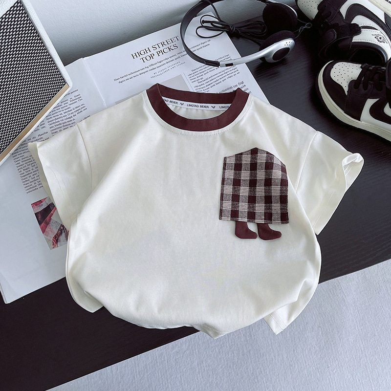 Boys' Summer short-sleeved set 2025 New style Children's Korean-style cool half-sleeved T-shirt, baby cool and casual summer T-shirt Specification drawing