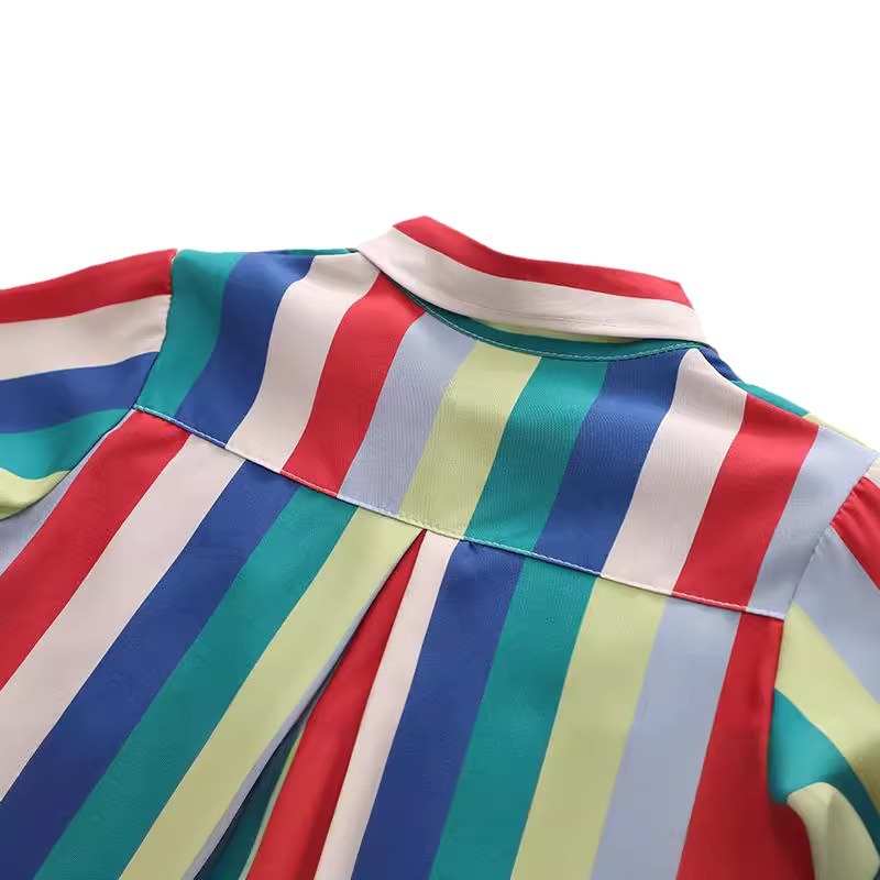 Boys' summer thin striped shirt jacket 2023 New children's long-sleeved top boys' summer cool shirt Item Picture