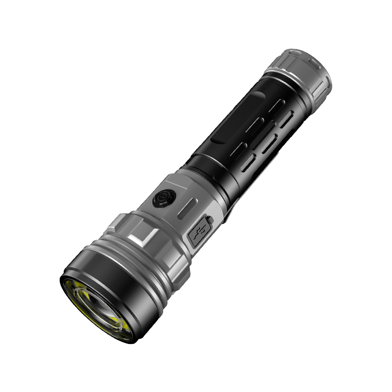 X118 linterna de aluminio USB recargable linterna de aleación de aluminio resaltada linterna láser blanco de disparo largo COB linterna de luz fuerte y mano a mano linterna doméstica al aire libre