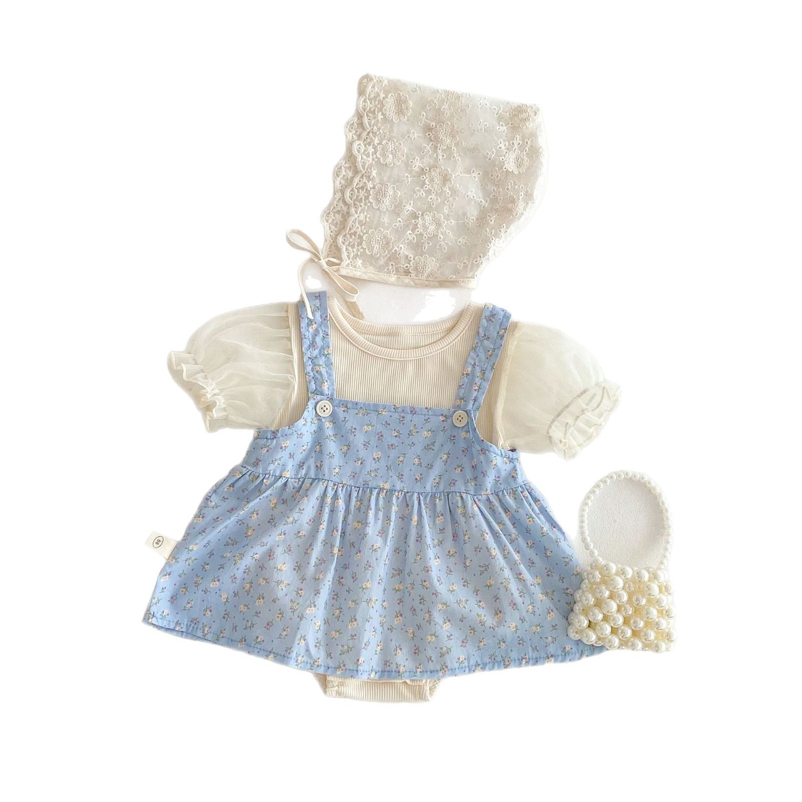A new style of floral print dress for girls aged 0-2 in 2025, a solid color, thin baby dress for summer girls. Korean-style baby dress Item Picture