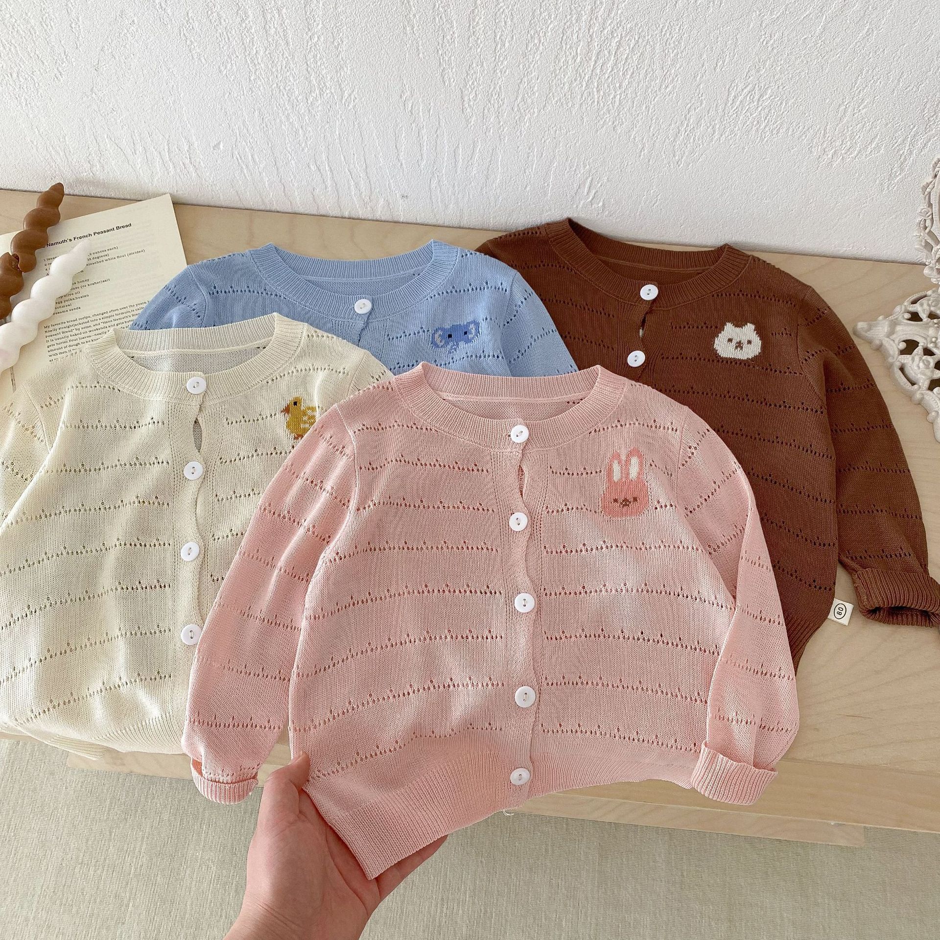 Customized link: Children's cartoon knitted sweater, 0-6 years old summer girls' refreshing cardigan, boys' summer wear AY477 details Picture