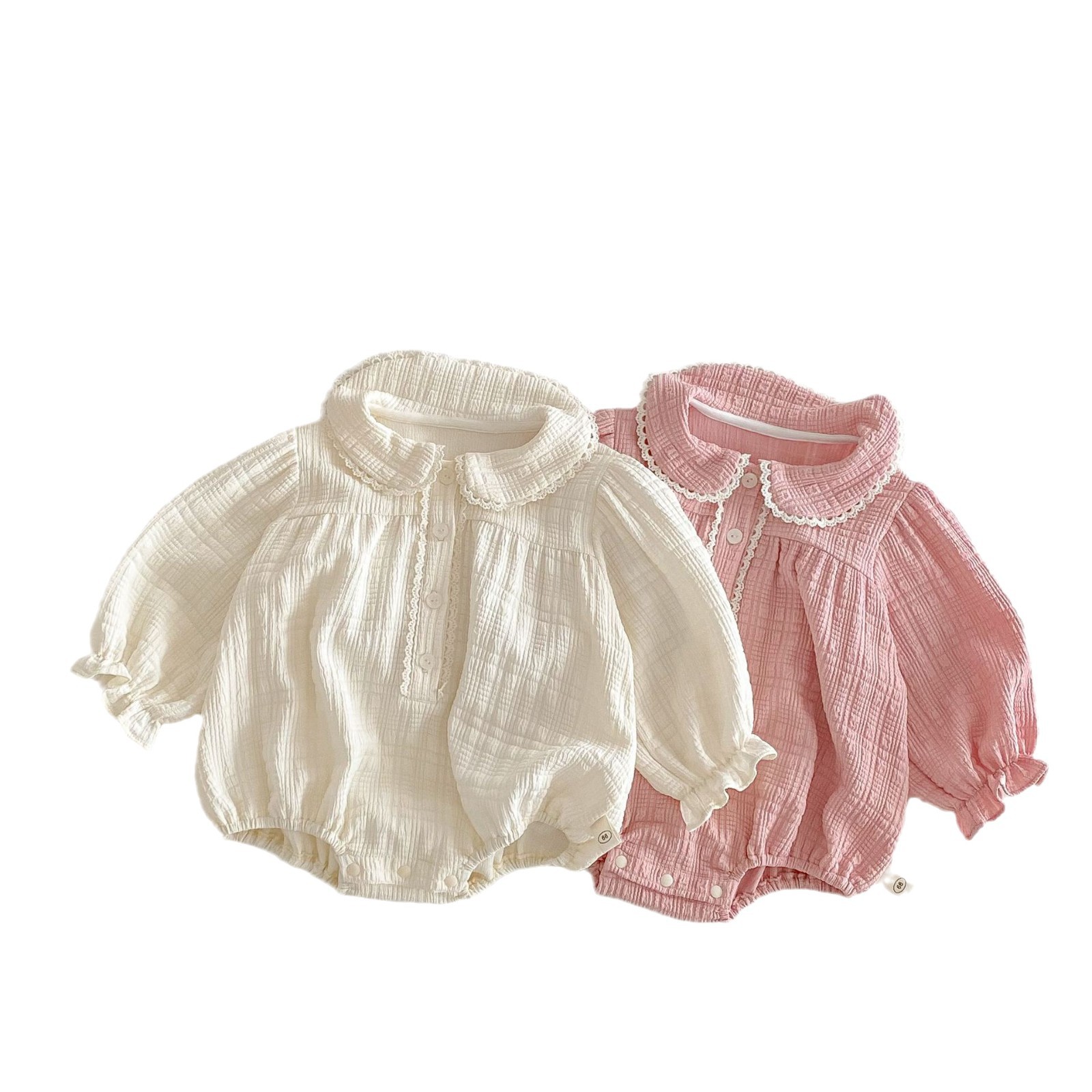 Baby super cute tummy dress for 0-2 years old 2025 new spring baby doll collar solid color one-piece spring clothing Item Picture