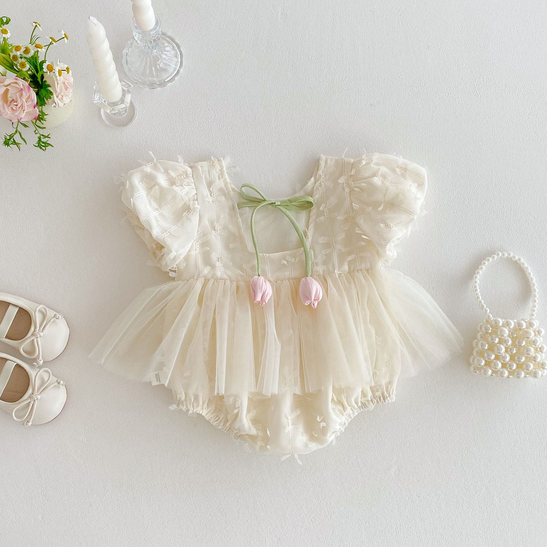 Baby tulip wraparound skirt 2025 New summer baby solid color mesh wraparound dress for one-year-old newborns Specification drawing