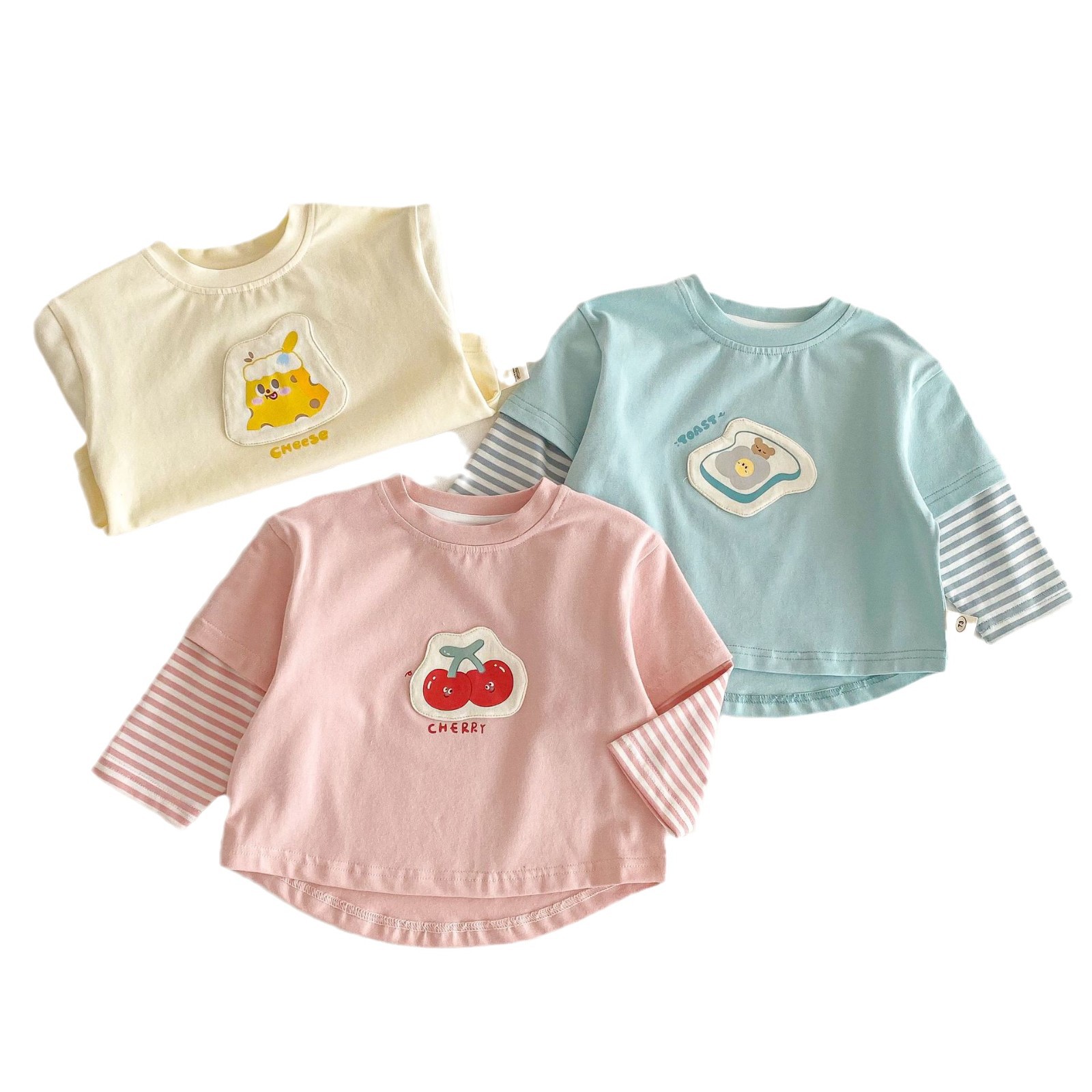 Girls' stylish base shirt 2025 New Spring 0-5 years old Korean-style baby patch cartoon T-shirt Children's spring clothing trend Item Picture