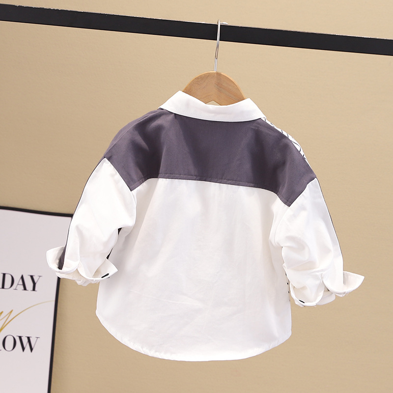 Korean style ~ Children's long-sleeved shirts, boys' autumn thin striped baby shirts, spring and autumn coats are trendy full figure